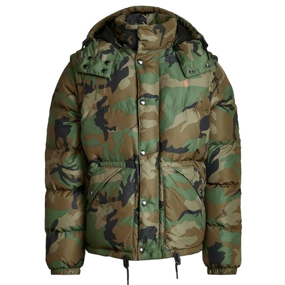 Polo Ralph Lauren Camo Boulder Down Puffer‎ Jacket Coat Hooded Winter XL Nwot